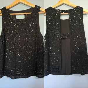 Walter Baker Beaded Open Back Blouse Black S